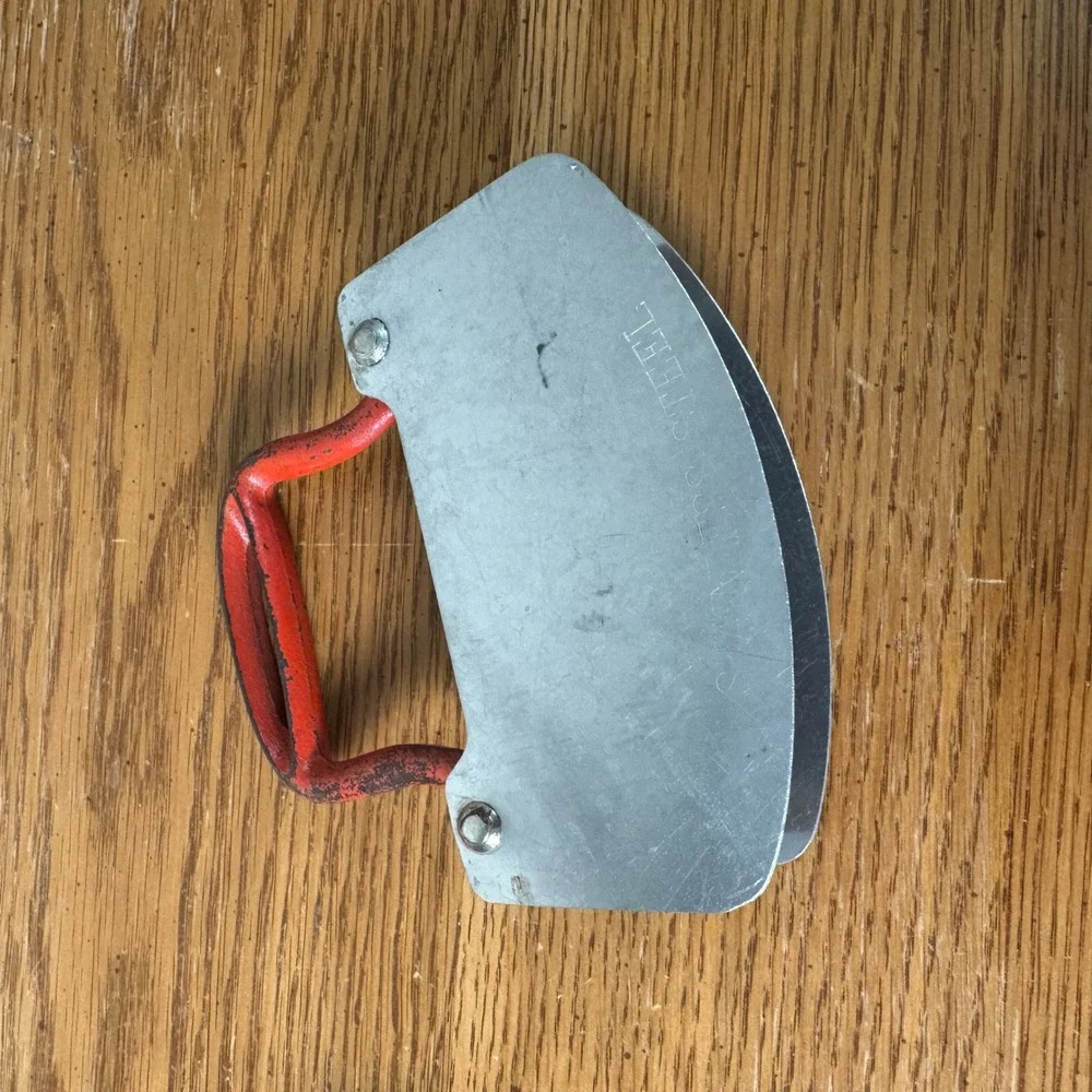 Vintage Double Blade Mezzaluna‎ Herb Chopper Stainless Steel Cast Metal Handle